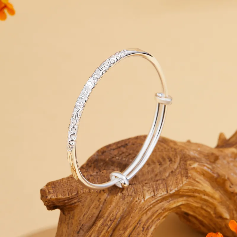 Lao Feng Xiang S999 Fine Silver Bangles Women's-3