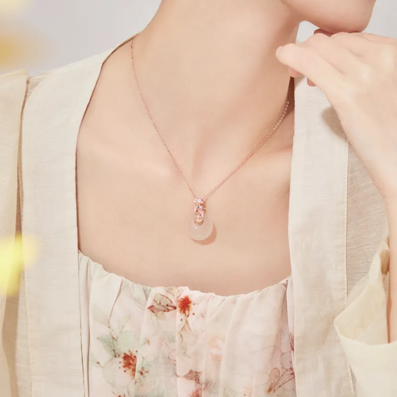 Lao Feng Xiang Chalcedony Jade Necklace For Women's Women's-13