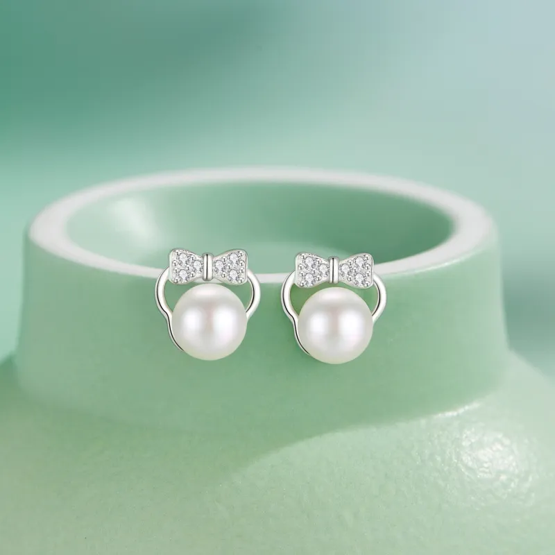 Lao Feng Xiang Pearl Stud Earrings Women's-5