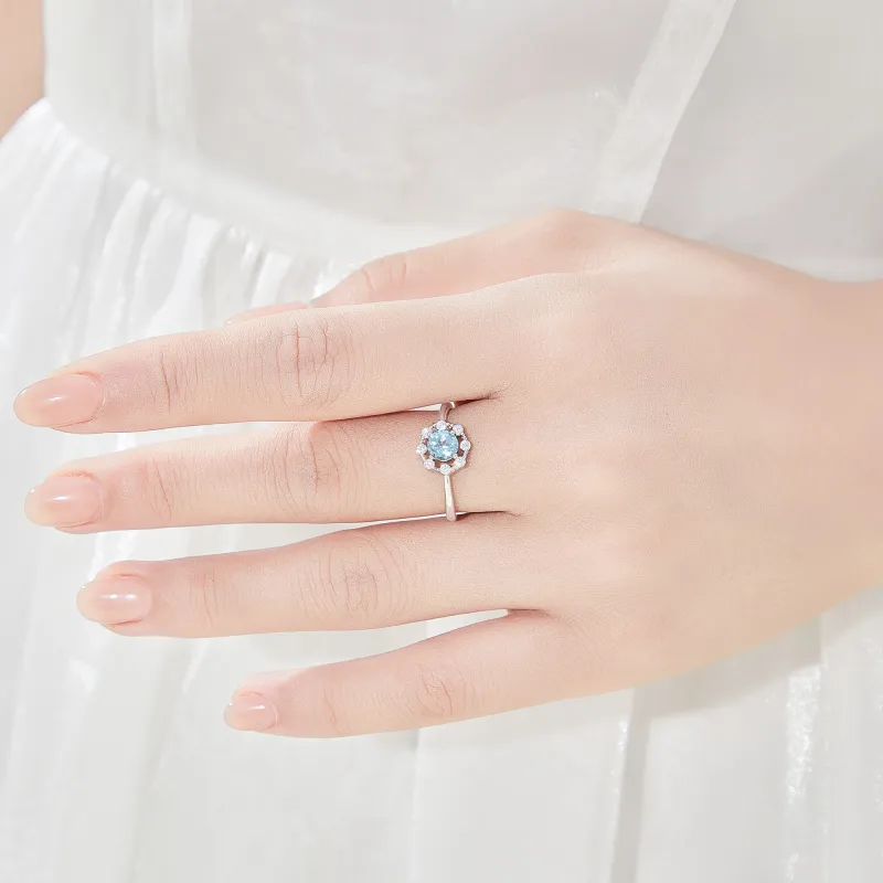 Lao Feng Xiang Natural Topaz S925 Silver Rings Women's-6