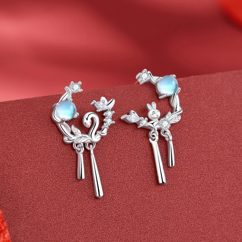 Lao Feng Xiang S925 Sterling Silver Stud Earrings For Women's Women's-5