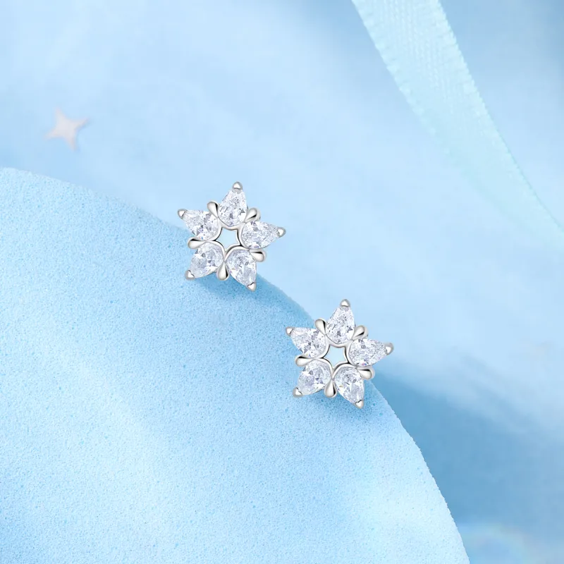 Lao Feng Xiang S925 Silver Stud Earrings Women's-4