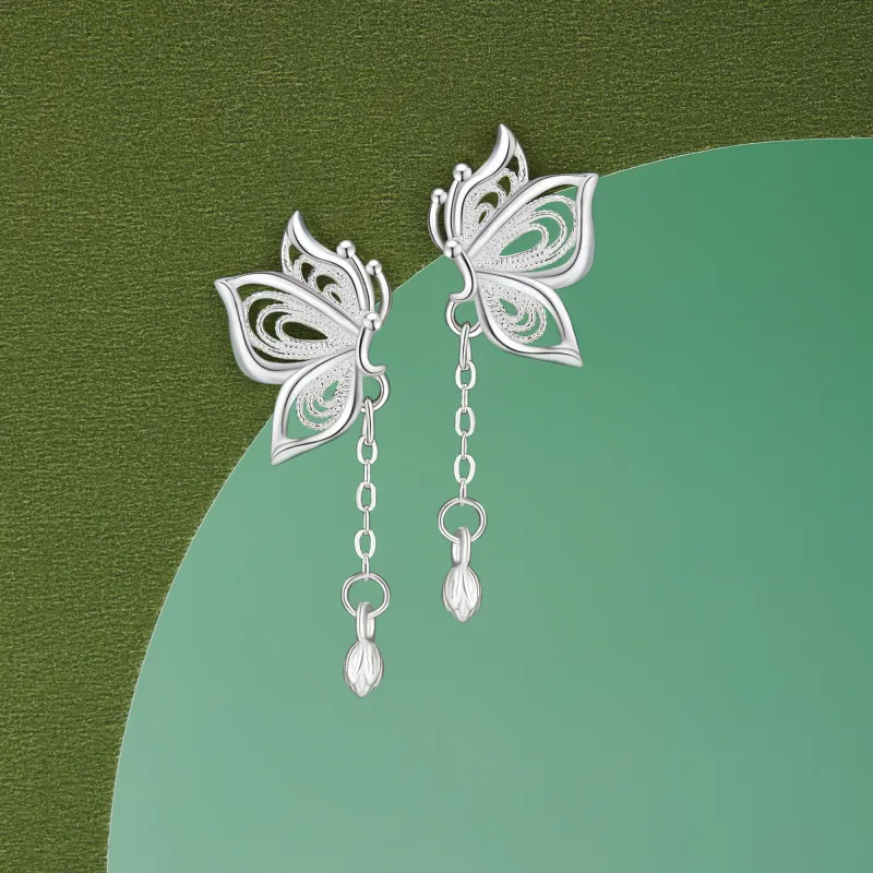 Lao Feng Xiang 999 Fine Silver Earrings Women's-3