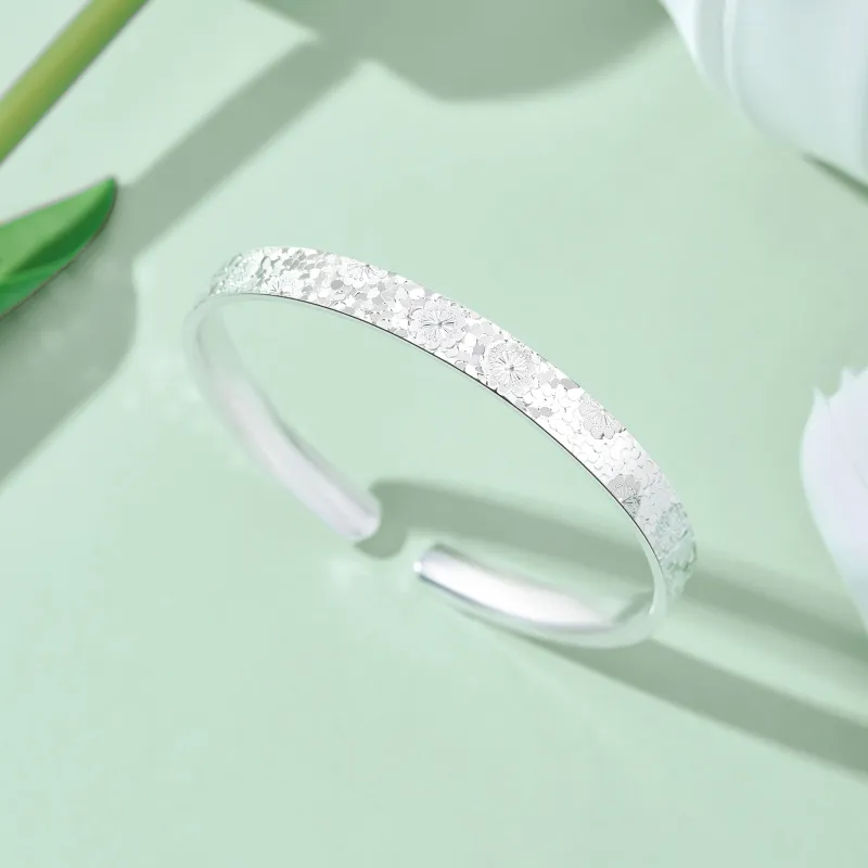 Lao Feng Xiang 999 Fine Silver Sterling Silver Bangle For Women's Women's-2