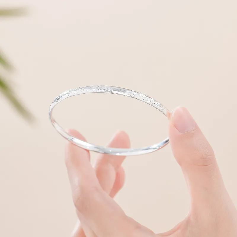 Lao Feng Xiang 999 Fine Silver Bangles Women's-2