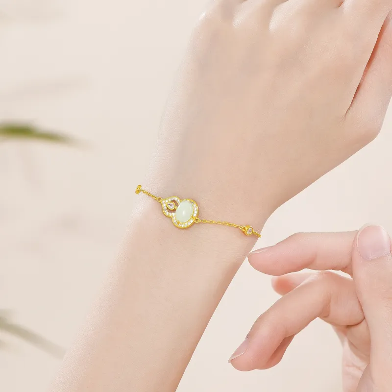 Lao Feng Xiang Hetian Jade Bracelets White Jade Women's-2