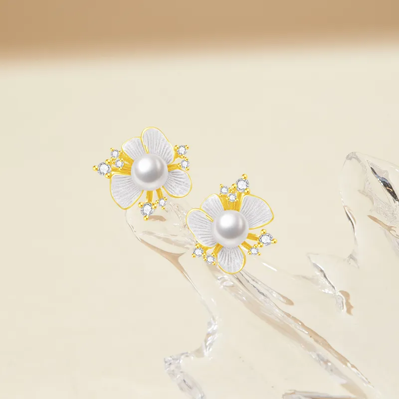 Lao Feng Xiang S925 Silver Stud Earrings Women's-1