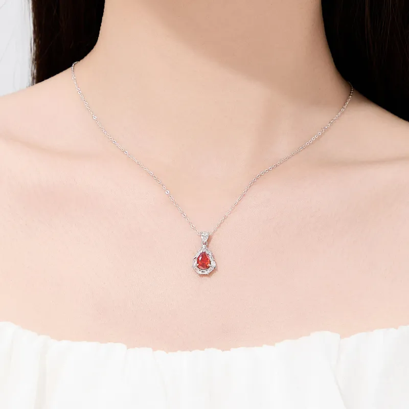 Lao Feng Xiang Topaz S925 Silver Necklaces Women's-12