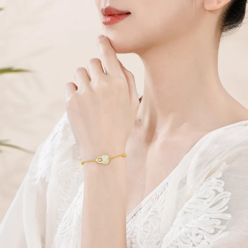 Lao Feng Xiang Hetian Jade Bracelets White Jade Women's-4
