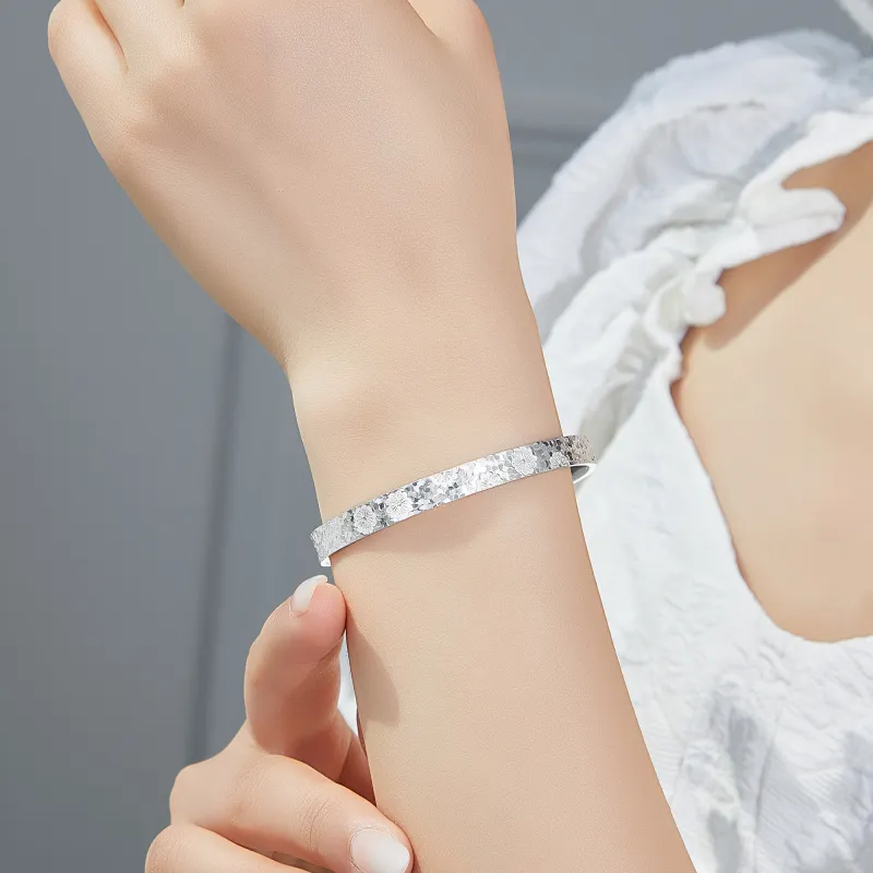 Lao Feng Xiang 999 Fine Silver Sterling Silver Bangle For Women's Women's-4