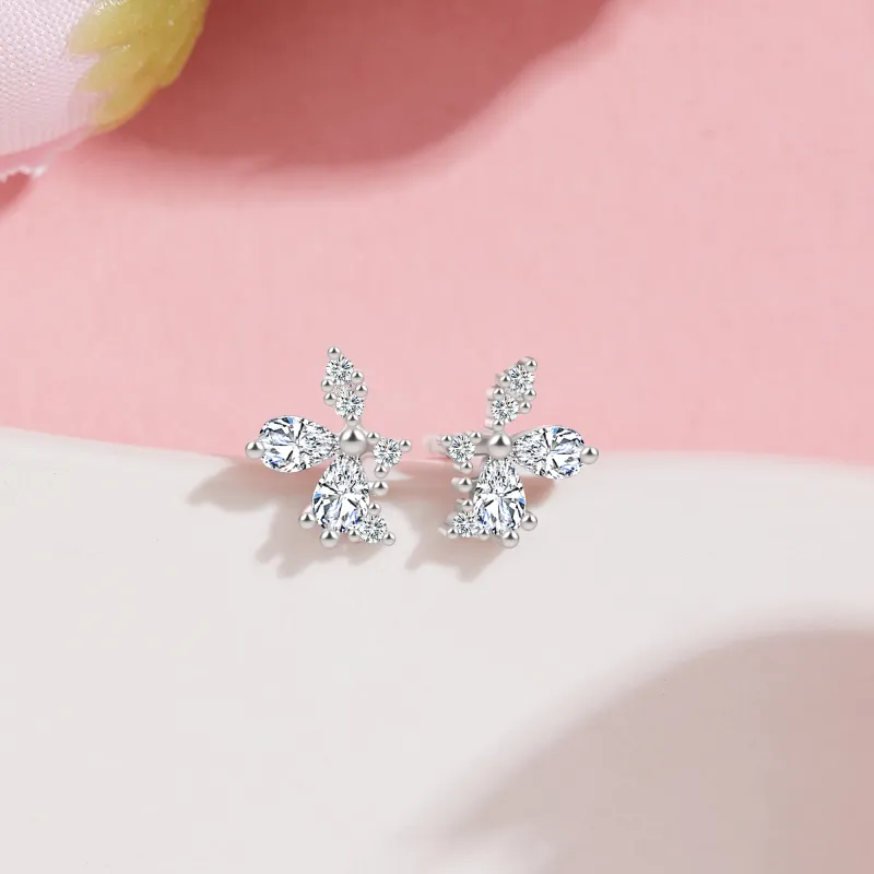 Lao Feng Xiang S999 Fine Silver Stud Earrings Women's-5