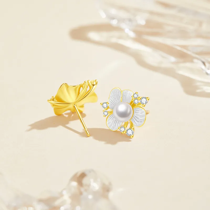 Lao Feng Xiang S925 Silver Stud Earrings Women's-5