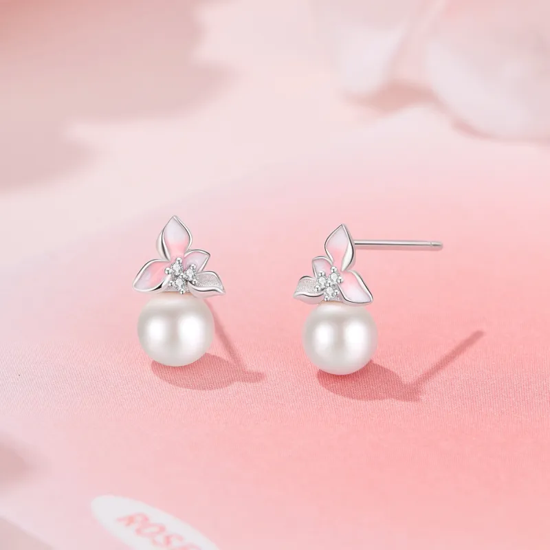 Lao Feng Xiang Pearl Stud Earrings Women's-5