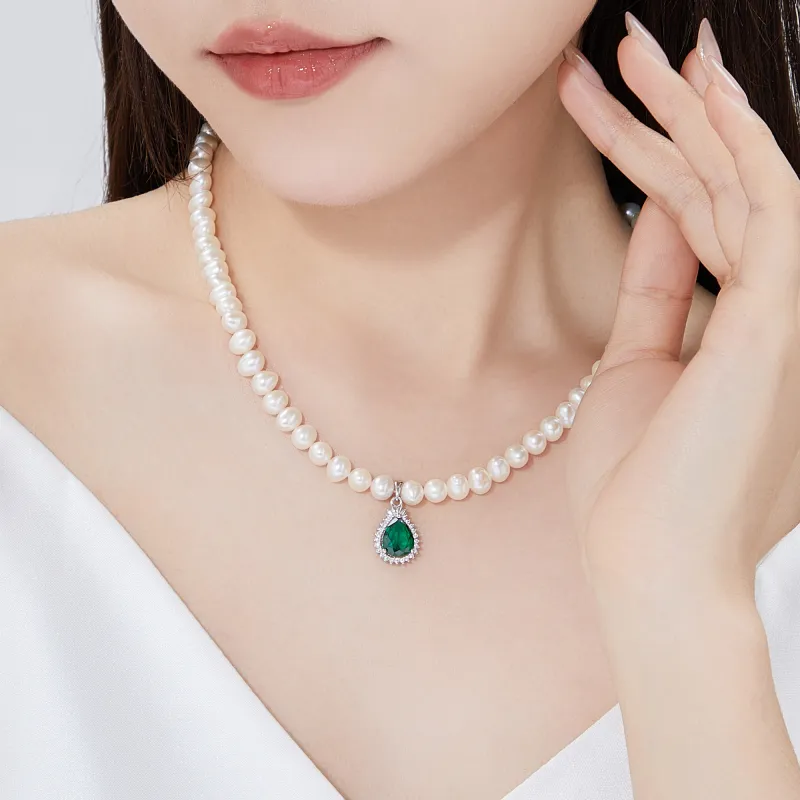 Lao Feng Xiang S925 Silver, Freshwater Pearl Necklaces Women's-5