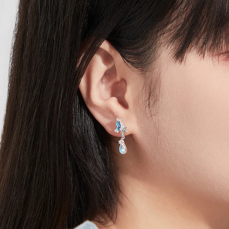 Lao Feng Xiang S925 Sterling Silver Hoop Earrings With Women's Gift Women's-4