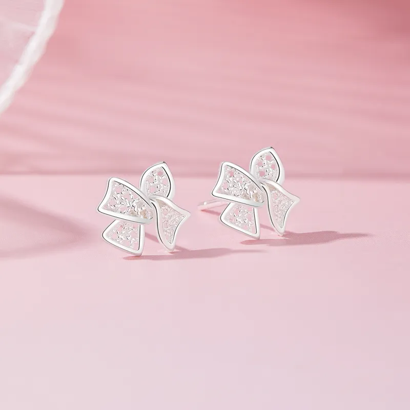 Lao Feng Xiang 925 Sterling Silver Stud Earrings Women's-6