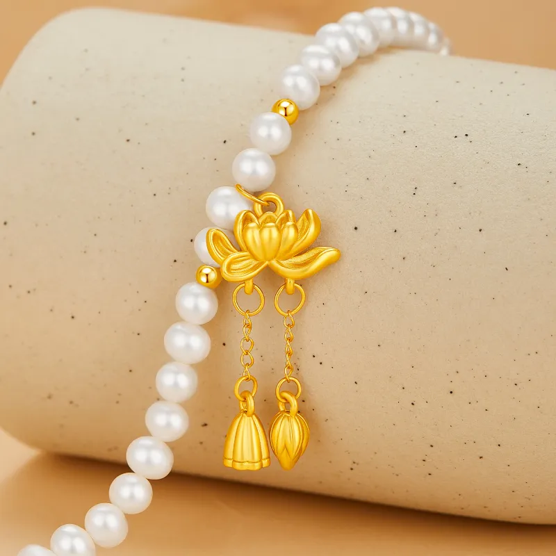 Lao Feng Xiang Pearl Necklaces Women's-5