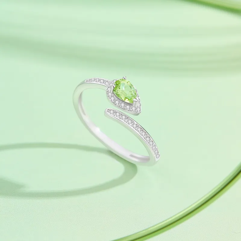 Lao Feng Xiang Natural Peridots Rings Women's-5