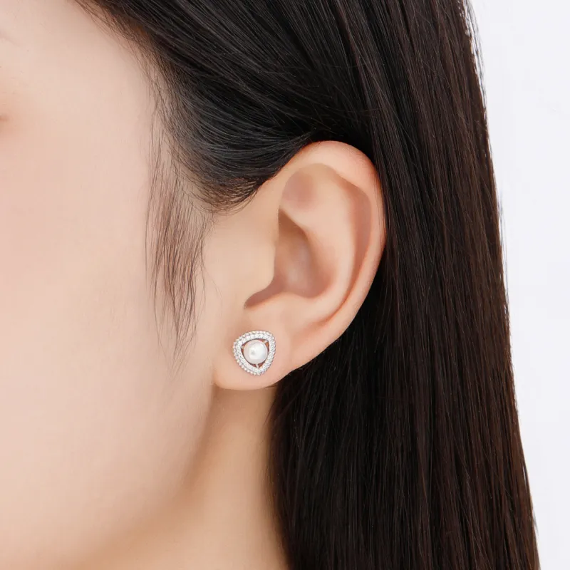 Lao Feng Xiang Pearl Stud Earrings Women's-4