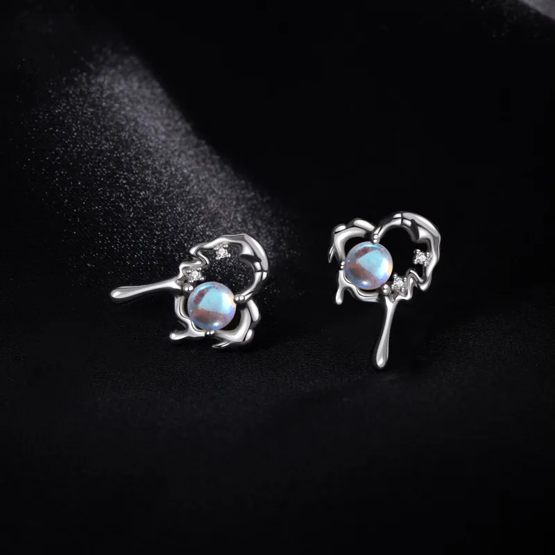 Lao Feng Xiang S925 Sterling Silver Stud Earrings, Women's Birthstone Women's-5