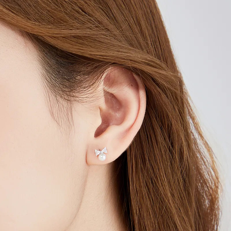 Lao Feng Xiang S925 Silver Stud Earrings Women's-4