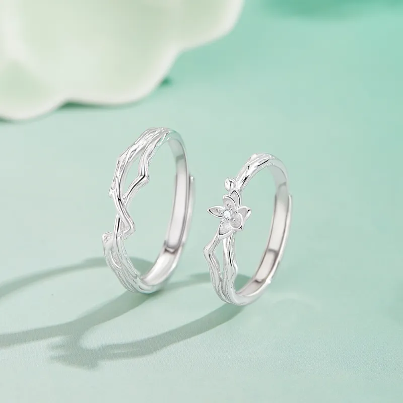 Lao Feng Xiang S925 Sterling Silver Ring Pair Unisex-3