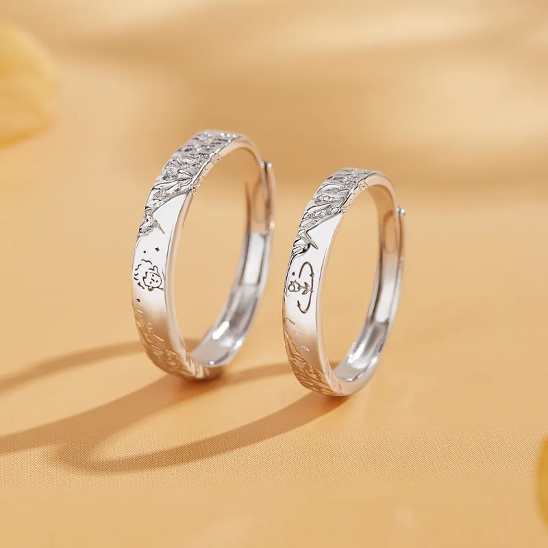 Lao Feng Xiang S999 Fine Silver Ring Pair Unisex-3