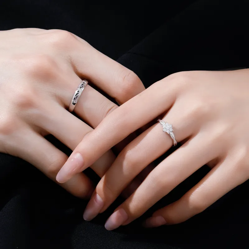 Lao Feng Xiang S999 Silver Ring Pair Unisex-2