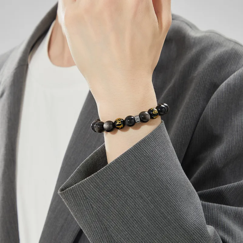 Lao Feng Xiang Obsidian Jade Bracelets Unisex-5
