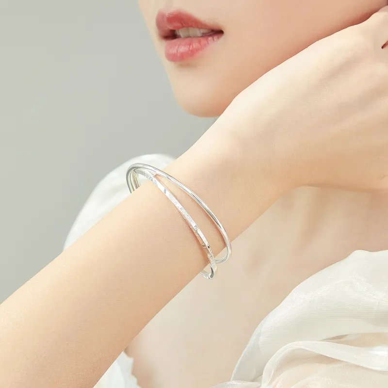 Lao Feng Xiang S999 Fine Silver Bangles Women's-2