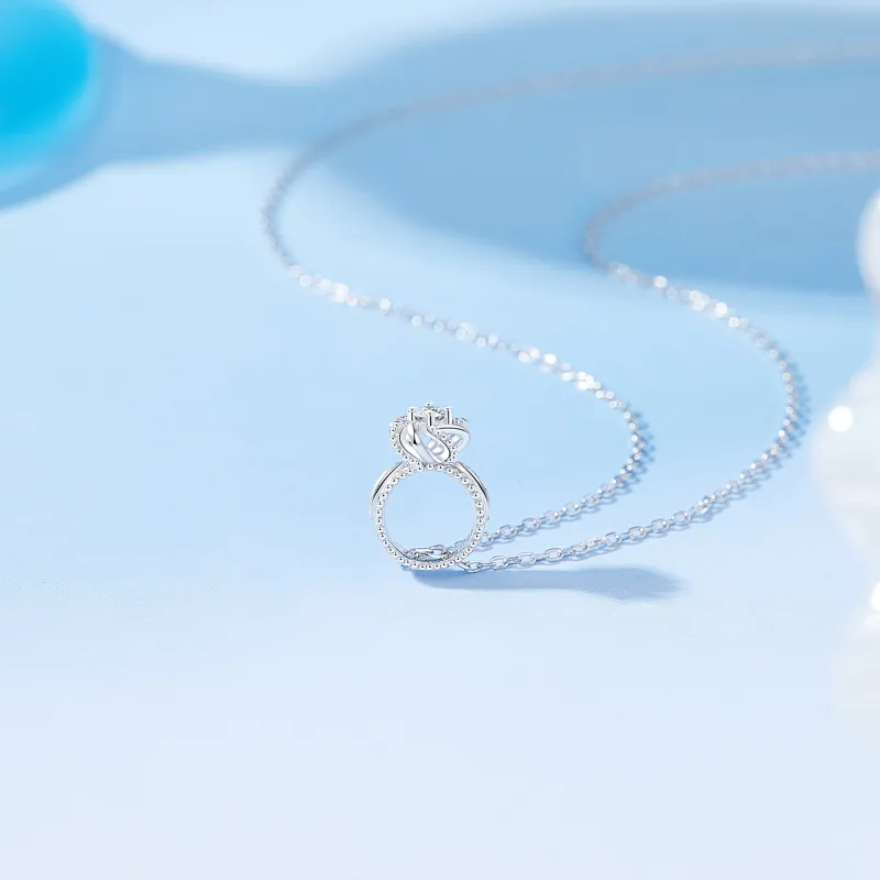 Lao Feng Xiang S925 Silver Necklace & Ring Women's-6