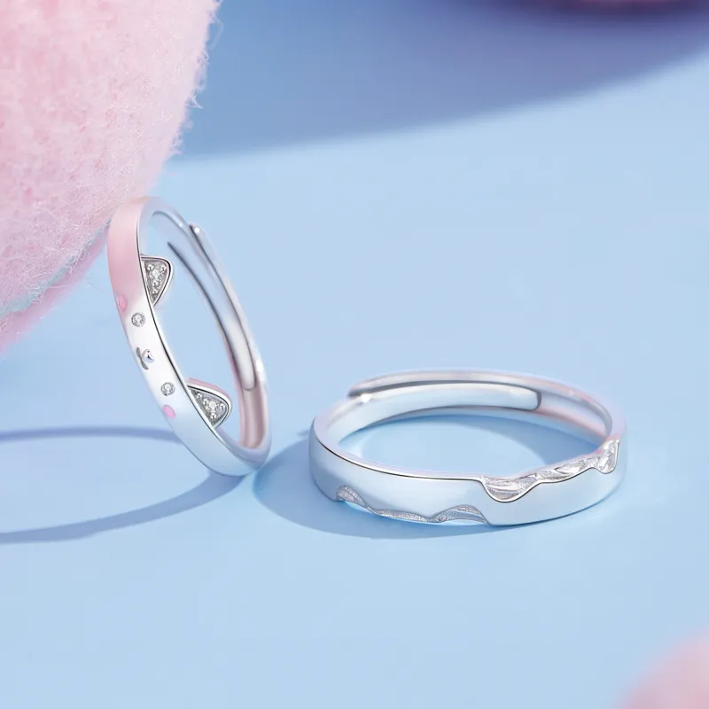 Lao Feng Xiang S925 Sterling Silver Ring Pair Unisex-1
