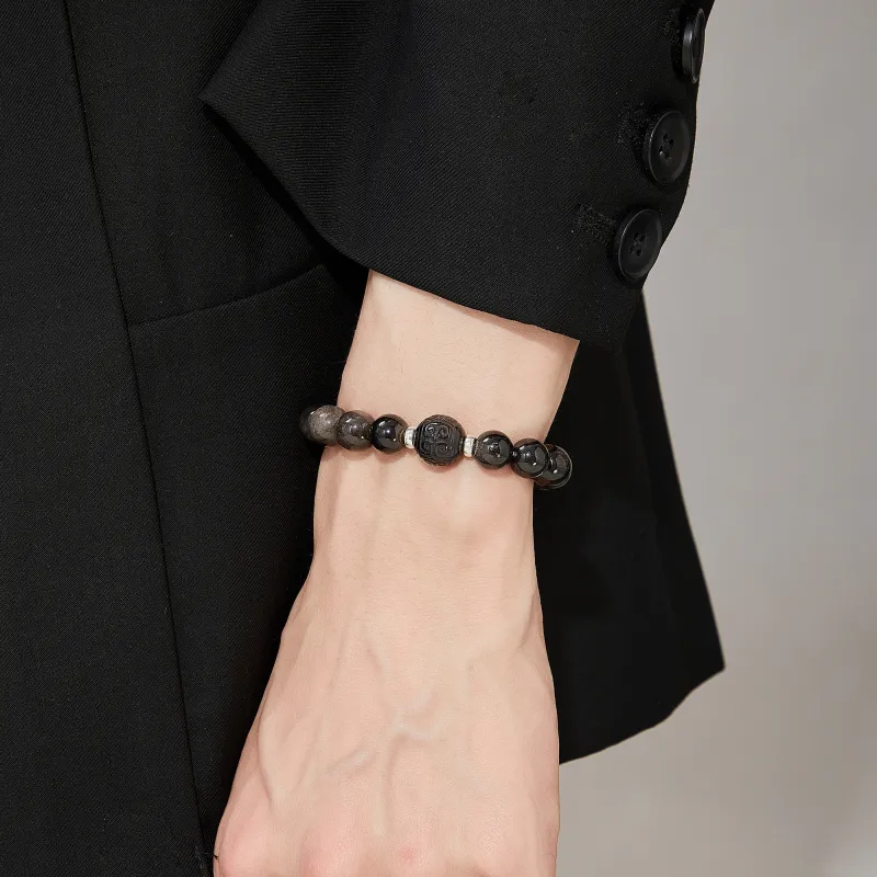 Lao Feng Xiang Natural Obsidian Bracelets Unisex-1