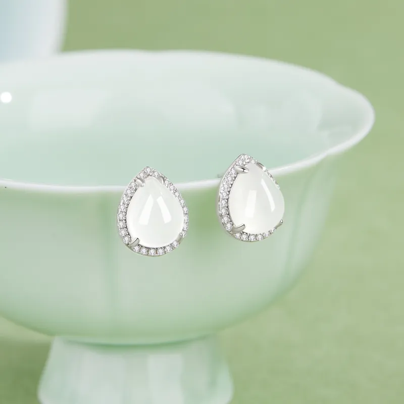 Lao Feng Xiang S925 Silver Stud Earrings Women's-6