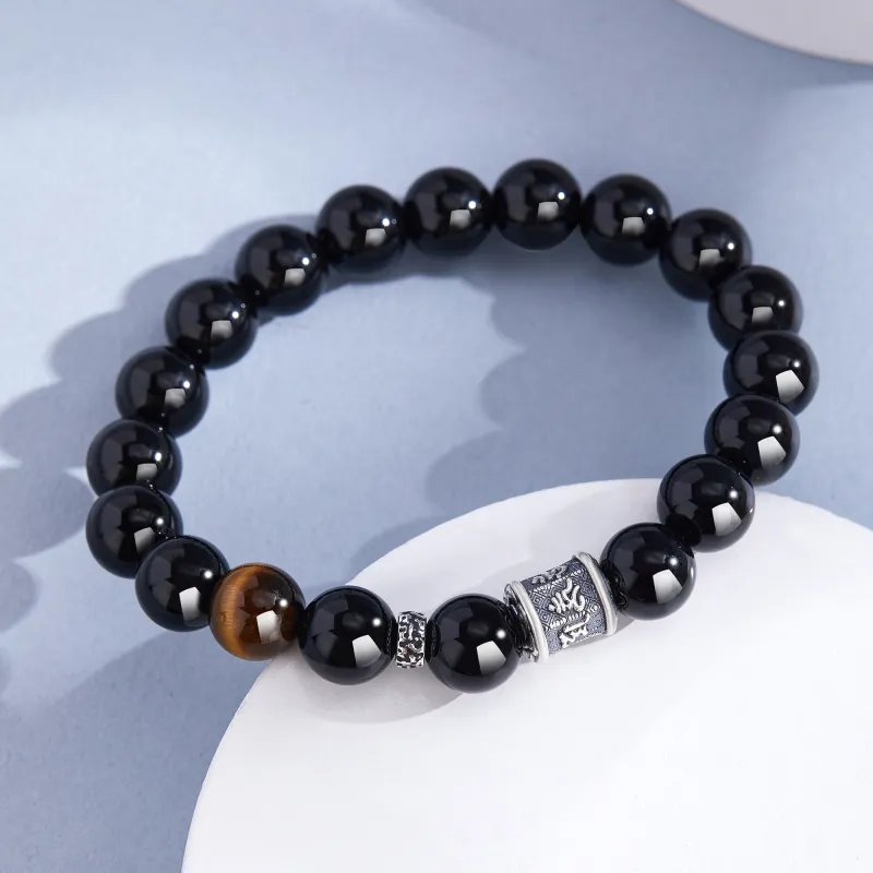 Lao Feng Xiang Natural Obsidian Bracelets Men's-3