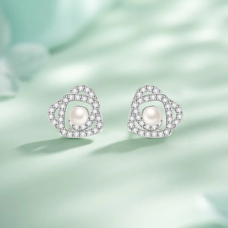 Lao Feng Xiang Pearl Stud Earrings Women's-2
