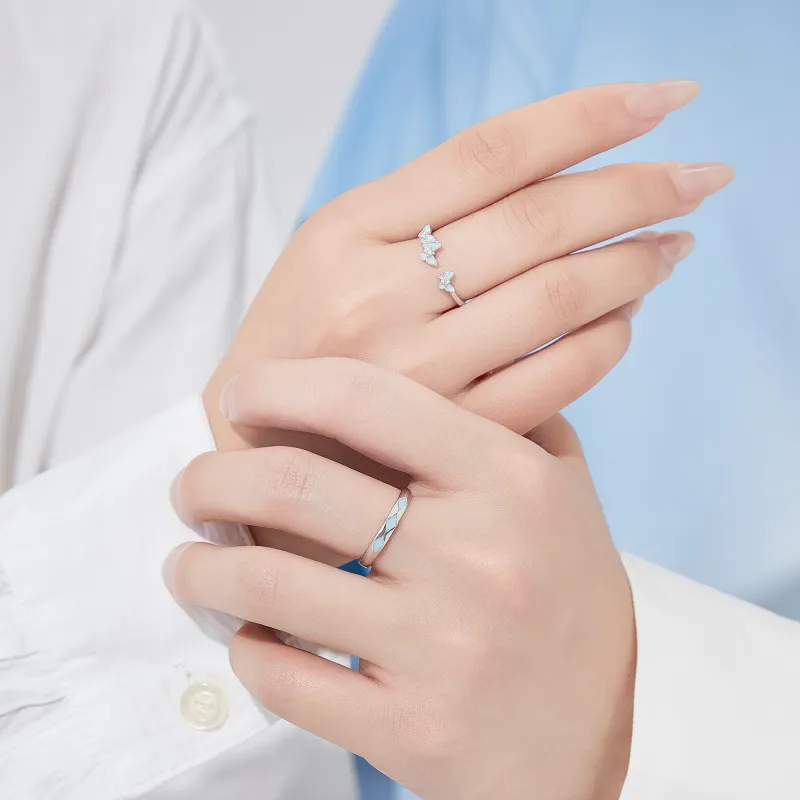 Lao Feng Xiang S925 Silver Ring Pair Unisex-2
