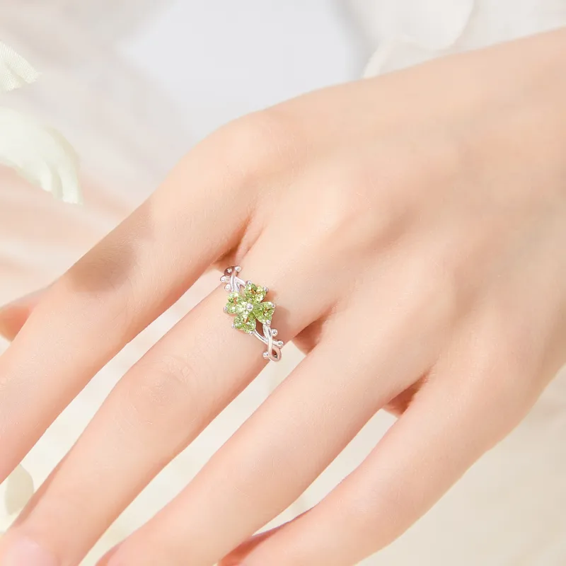 Lao Feng Xiang Natural Peridots Colored Gemstone Rings Women's-6
