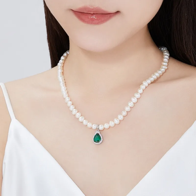 Lao Feng Xiang S925 Silver, Freshwater Pearl Necklaces Women's-3