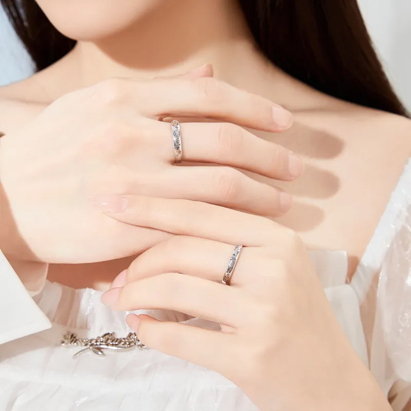 Lao Feng Xiang S925 Sterling Silver Ring Pair Unisex-10