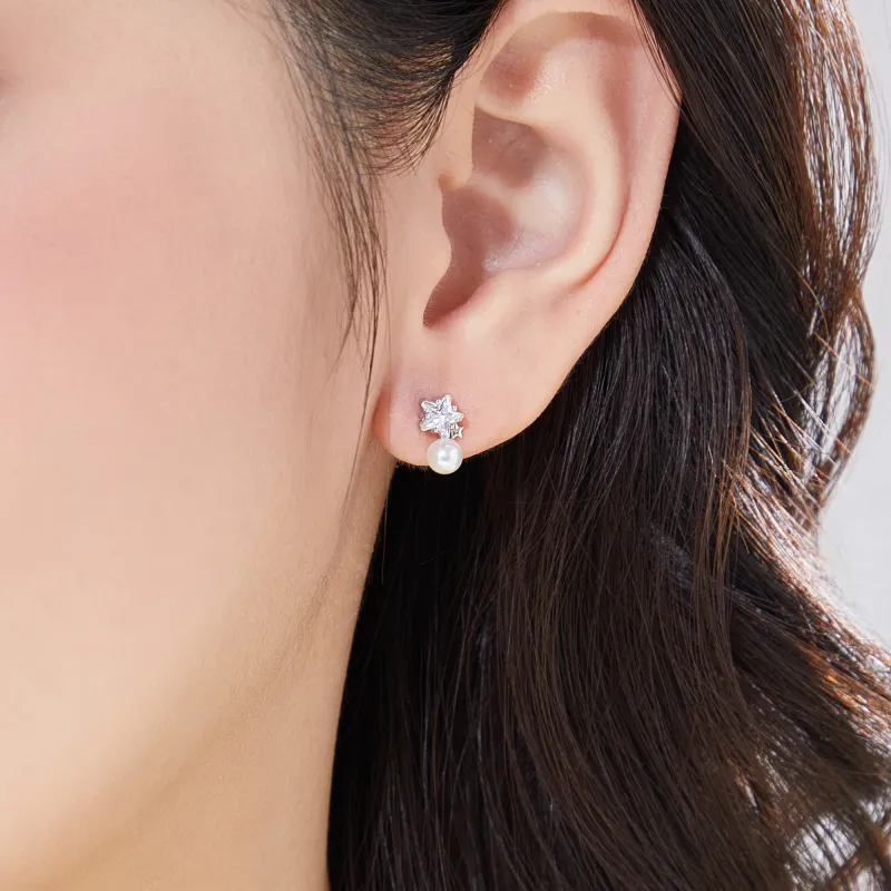 Lao Feng Xiang S925 Sterling Silver Stud Earrings For Girlfriend Women's-6