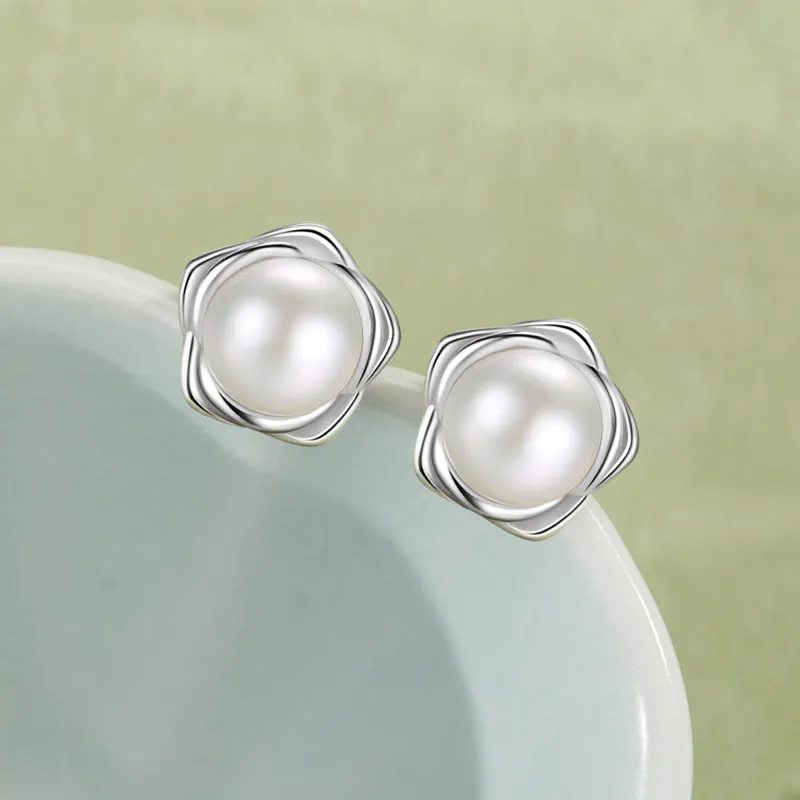Lao Feng Xiang Pearl Stud Earrings Women's-5