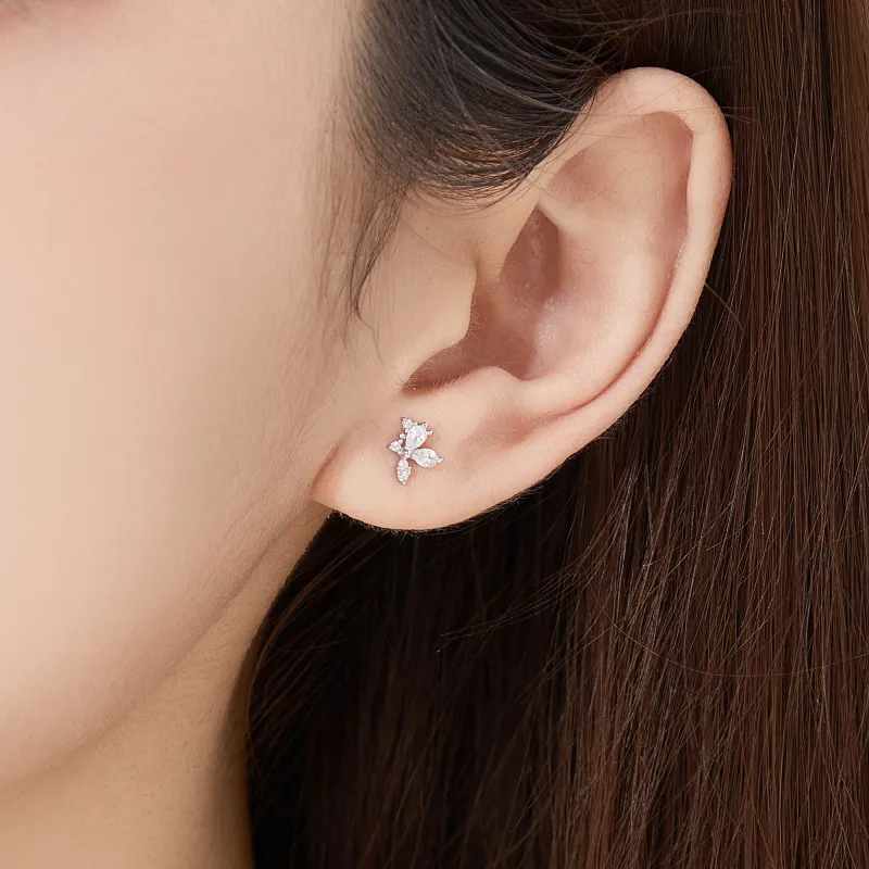 Lao Feng Xiang S999 Fine Silver Stud Earrings Women's-1