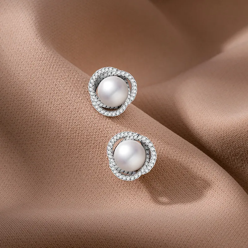 Lao Feng Xiang S925 Silver Stud Earrings Women's-3