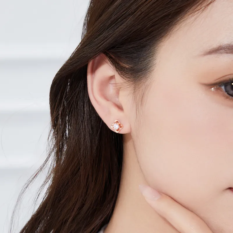 Lao Feng Xiang S925 Silver Stud Earrings Women's-4