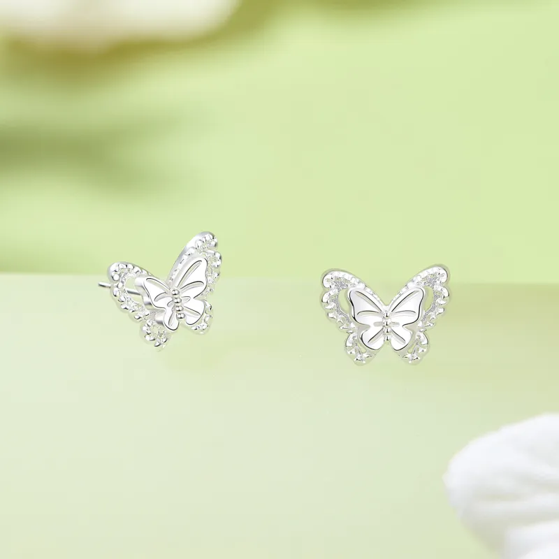 Lao Feng Xiang S999 Fine Silver Stud Earrings Women's-3