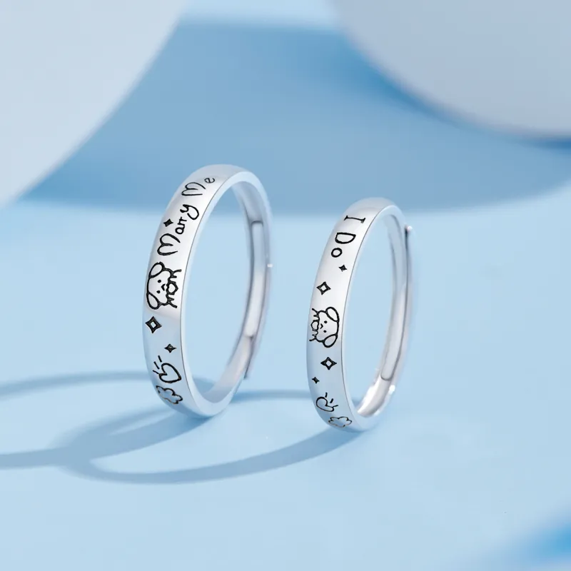 Lao Feng Xiang S925 Sterling Silver Ring Pair Unisex-13