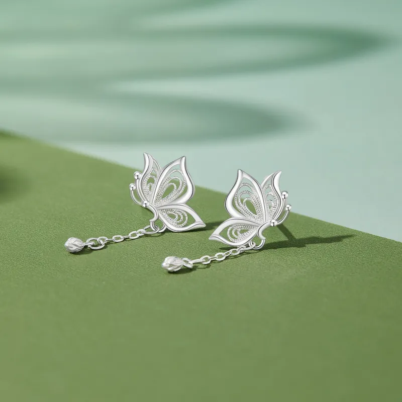 Lao Feng Xiang 999 Fine Silver Earrings Women's-5