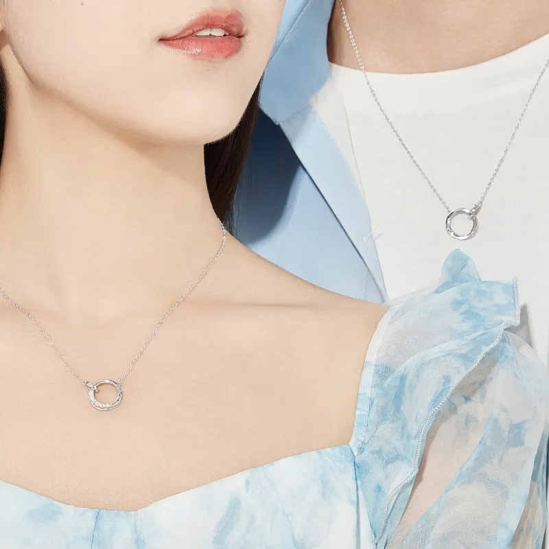 Lao Feng Xiang S925 Silver Necklace Pair Unisex-6