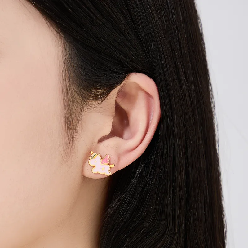 Lao Feng Xiang S925 Silver Stud Earrings Women's-4